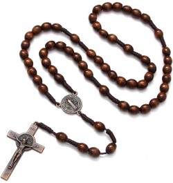 Handmade Wooden Catholic Rosaries, Rosary Beads Necklace From Bethlehem Wood Christian Prayer Holy Soil Medal & Metal Cross F...