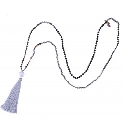 Long Tassel Necklace Natural Pearls Chains Necklaces Hand-Knotted Crystal Beaded Necklace Grey 13F $11.16 Necklaces