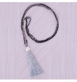 Long Tassel Necklace Natural Pearls Chains Necklaces Hand-Knotted Crystal Beaded Necklace Grey 13F $11.16 Necklaces