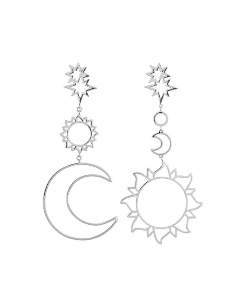 Women Boho Asymmetrical Hollow Star Sun Moon Drop Dangle Earring, Valentines Costume Jewelry Gift for Women Girls Silver $4.0...