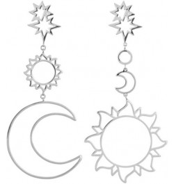 Women Boho Asymmetrical Hollow Star Sun Moon Drop Dangle Earring, Valentines Costume Jewelry Gift for Women Girls Silver $4.0...