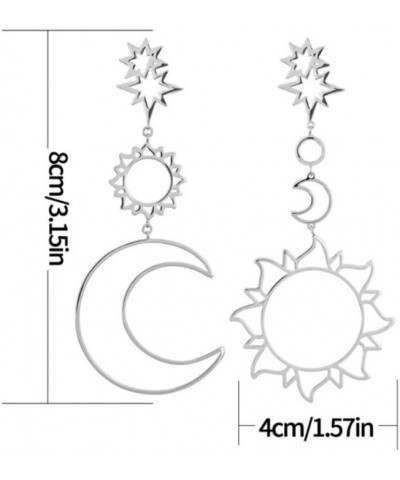 Women Boho Asymmetrical Hollow Star Sun Moon Drop Dangle Earring, Valentines Costume Jewelry Gift for Women Girls Silver $4.0...