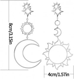 Women Boho Asymmetrical Hollow Star Sun Moon Drop Dangle Earring, Valentines Costume Jewelry Gift for Women Girls Silver $4.0...