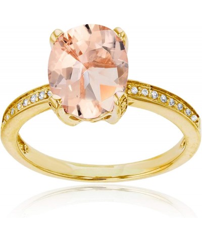 Sterling Silver Yellow 1mm Created White Sapphire Channel Set & 10x8 Oval Gemstone Engagement Ring morganite $34.04 Rings