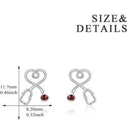 Stethoscope Earrings 925 Sterling Silver Heart Studs Earrings Simulated 12 Months Birthstone Crystals from Austria, 2023 Chri...