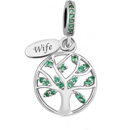 Women Family Tree of Life Charm Compatible with Pandora Bracelets Love Heart Green Cubic Zirconia Mom Grandma Wife Auntie Sis...