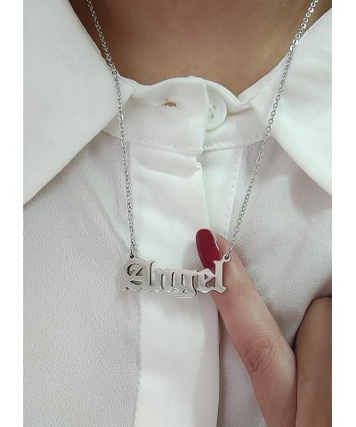 Personalized Name Pendant Necklace,Old English Font Custom Handmade Script Initial Nameplate Necklace Jewelry Gift for Girls ...