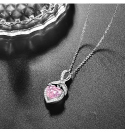 Heart Necklace for Women January Birthstone Necklace 925 Sterling Silver 4 Carat Cubic Zirconia Necklace Birthstone Jewelry G...