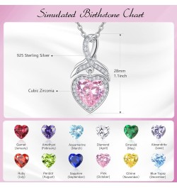 Heart Necklace for Women January Birthstone Necklace 925 Sterling Silver 4 Carat Cubic Zirconia Necklace Birthstone Jewelry G...