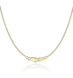 Solid 18K Gold Over 925 Sterling Silver Chain Necklace for Women Girls, 0.8mm Box Chain Lobster Claw Clasp-Super Thin & Stron...