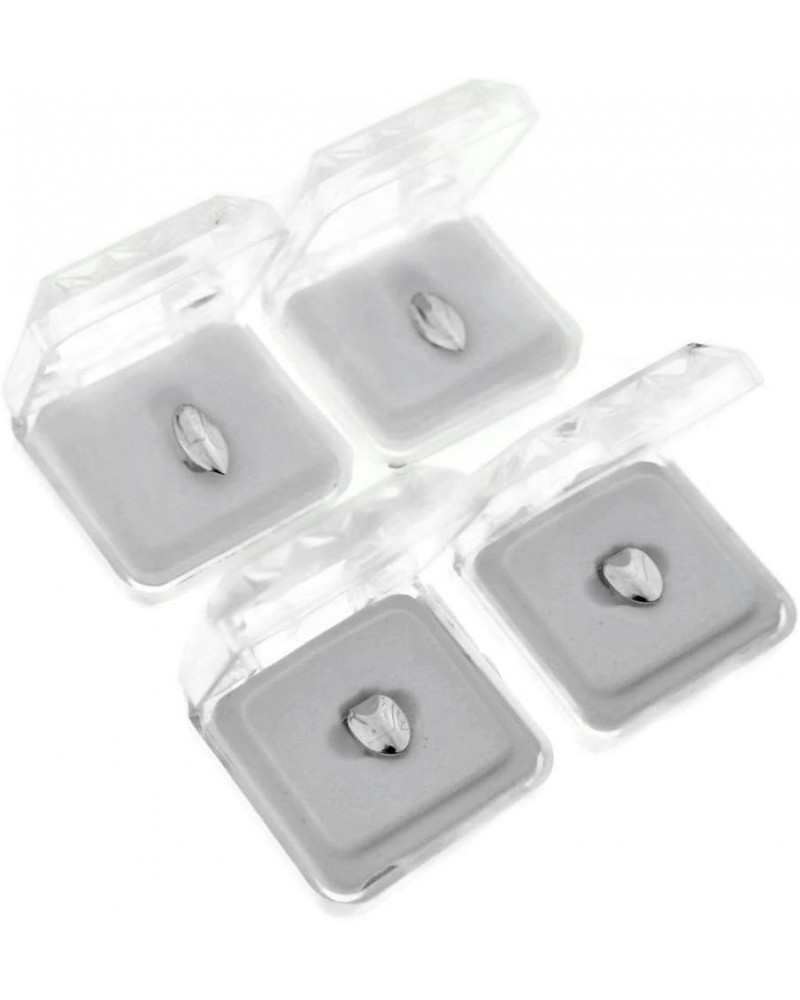 Vampire Fang Set Top Upper Fangs Plus Two Bottom Caps Plain Silver Tone Dracula Teeth Grills Combo $25.64 Body Jewelry