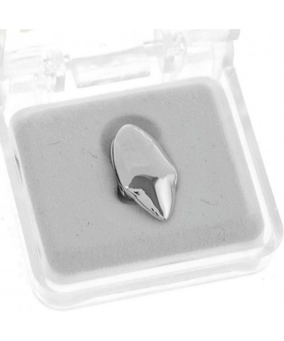 Vampire Fang Set Top Upper Fangs Plus Two Bottom Caps Plain Silver Tone Dracula Teeth Grills Combo $25.64 Body Jewelry