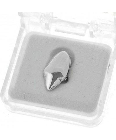 Vampire Fang Set Top Upper Fangs Plus Two Bottom Caps Plain Silver Tone Dracula Teeth Grills Combo $25.64 Body Jewelry