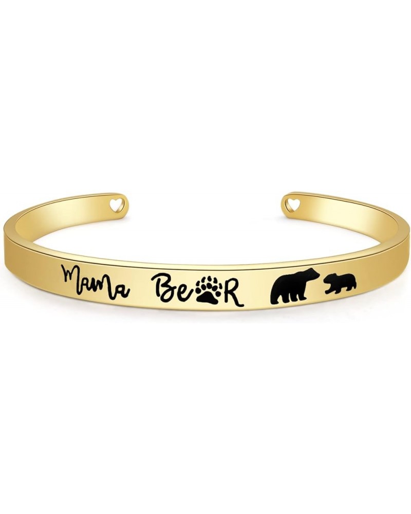 Inspirational Cuff Bracelets for Women Girl 18K Gold Mama Bear 1 Cub $10.00 Bracelets