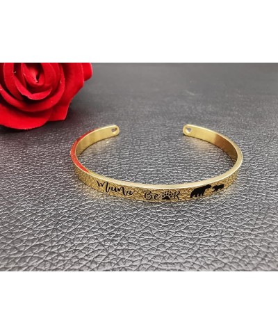 Inspirational Cuff Bracelets for Women Girl 18K Gold Mama Bear 1 Cub $10.00 Bracelets