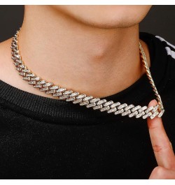 Baguette Cuban Link Chain for Men Gold Choker Necklace Iced out Diamond Hio Hop Miami Cuban Chain for Women 12mm/18mm 14K Gol...