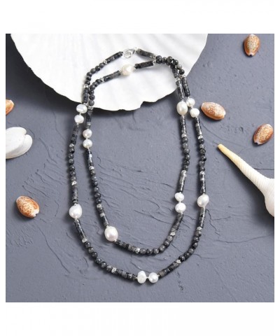 34" Elegant Gemstone & Cultured Freshwater Pearls Necklace with Silver-tone Accents Labradorite $15.46 Necklaces