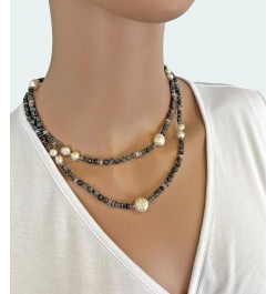 34" Elegant Gemstone & Cultured Freshwater Pearls Necklace with Silver-tone Accents Labradorite $15.46 Necklaces