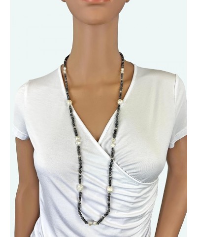 34" Elegant Gemstone & Cultured Freshwater Pearls Necklace with Silver-tone Accents Labradorite $15.46 Necklaces