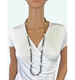 34" Elegant Gemstone & Cultured Freshwater Pearls Necklace with Silver-tone Accents Labradorite $15.46 Necklaces