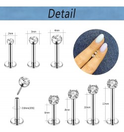 12Pcs 16G Pushin Lip Rings, Stainless Steel Medusa Piercing Jewelry, 2mm 3mm 4mm CZ Forward Helix Earring, Labret Monroe Pier...