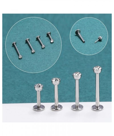 12Pcs 16G Pushin Lip Rings, Stainless Steel Medusa Piercing Jewelry, 2mm 3mm 4mm CZ Forward Helix Earring, Labret Monroe Pier...