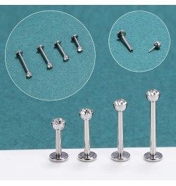 12Pcs 16G Pushin Lip Rings, Stainless Steel Medusa Piercing Jewelry, 2mm 3mm 4mm CZ Forward Helix Earring, Labret Monroe Pier...