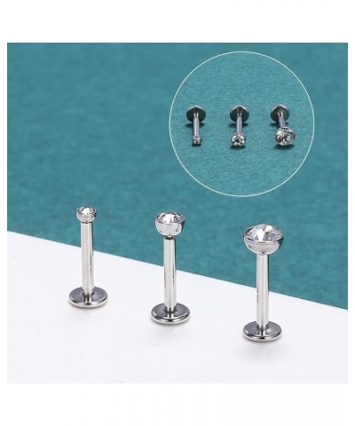 12Pcs 16G Pushin Lip Rings, Stainless Steel Medusa Piercing Jewelry, 2mm 3mm 4mm CZ Forward Helix Earring, Labret Monroe Pier...