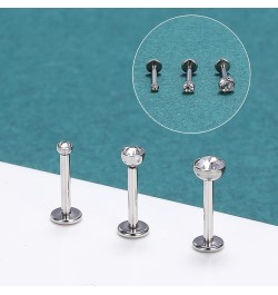 12Pcs 16G Pushin Lip Rings, Stainless Steel Medusa Piercing Jewelry, 2mm 3mm 4mm CZ Forward Helix Earring, Labret Monroe Pier...