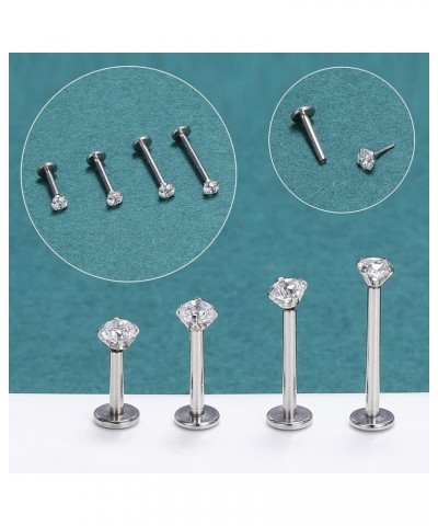 12Pcs 16G Pushin Lip Rings, Stainless Steel Medusa Piercing Jewelry, 2mm 3mm 4mm CZ Forward Helix Earring, Labret Monroe Pier...