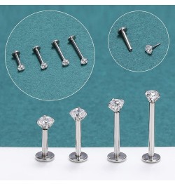 12Pcs 16G Pushin Lip Rings, Stainless Steel Medusa Piercing Jewelry, 2mm 3mm 4mm CZ Forward Helix Earring, Labret Monroe Pier...