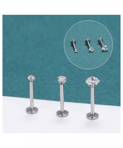 12Pcs 16G Pushin Lip Rings, Stainless Steel Medusa Piercing Jewelry, 2mm 3mm 4mm CZ Forward Helix Earring, Labret Monroe Pier...