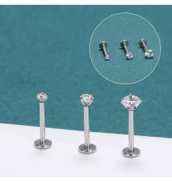 12Pcs 16G Pushin Lip Rings, Stainless Steel Medusa Piercing Jewelry, 2mm 3mm 4mm CZ Forward Helix Earring, Labret Monroe Pier...