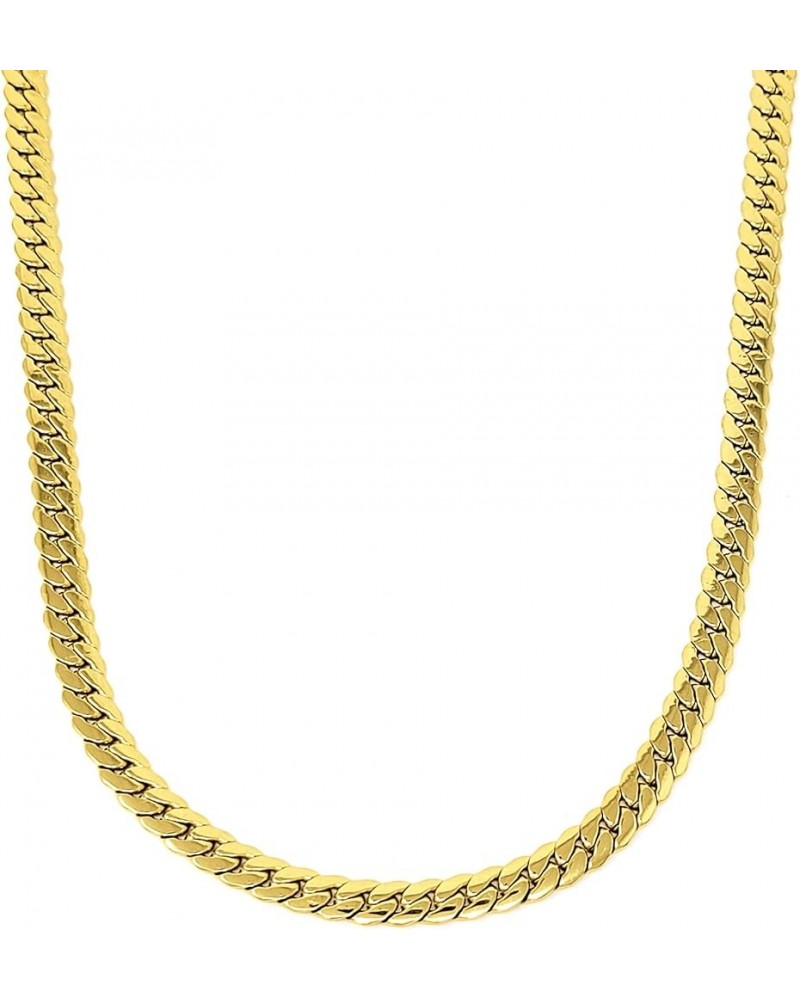 Miami Cuban Chain 316L Stainless Steel Flat 4.5mm, 6mm, 8mm 16", 18", 20", 24" Necklace in Yellow Gold, Silver Color 8mm 20" ...