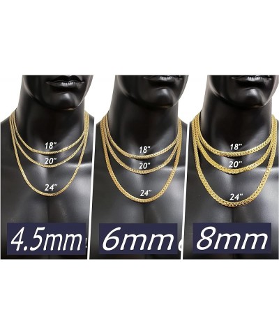 Miami Cuban Chain 316L Stainless Steel Flat 4.5mm, 6mm, 8mm 16", 18", 20", 24" Necklace in Yellow Gold, Silver Color 8mm 20" ...