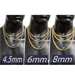 Miami Cuban Chain 316L Stainless Steel Flat 4.5mm, 6mm, 8mm 16", 18", 20", 24" Necklace in Yellow Gold, Silver Color 8mm 20" ...