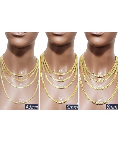 Miami Cuban Chain 316L Stainless Steel Flat 4.5mm, 6mm, 8mm 16", 18", 20", 24" Necklace in Yellow Gold, Silver Color 8mm 20" ...