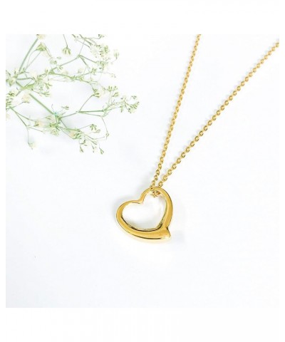 Open Heart Necklace for Women Floating Heart Necklace Hypoallergenic Simple Heart Necklace For Girls I Love You Necklace (Gol...