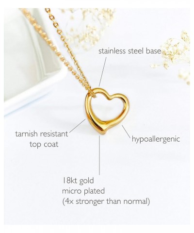 Open Heart Necklace for Women Floating Heart Necklace Hypoallergenic Simple Heart Necklace For Girls I Love You Necklace (Gol...