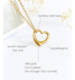 Open Heart Necklace for Women Floating Heart Necklace Hypoallergenic Simple Heart Necklace For Girls I Love You Necklace (Gol...