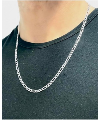 Italian 925 Sterling Silver 5mm Diamond-Cut Figaro Link Chain - Solid Sterling Silver Necklace for Men and Women - Made in It...