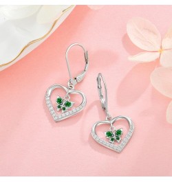 Butterfly Birthstone Heart Dangle Drop Earrings, 925 Strlings Silver 5A Cubic Zircon Leverback Earrings Jewelry Anniversary B...