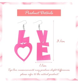 Pink Earrings for Women Pink Heart Earrings for Girls Pink Hoop Earring Set Hot Pink Earrings Love Heart Dangle Trendy Earrin...