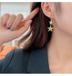 14k Gold Star Long Tassel Dangle Earrings Gold Silver Meteor Lucky Star Drop Earrings Hypoallergenic Lightweight Pentagram Ea...