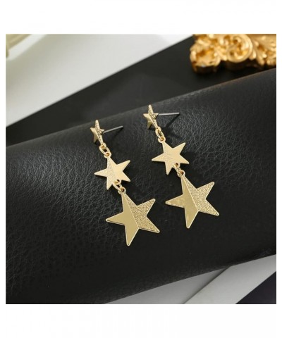 14k Gold Star Long Tassel Dangle Earrings Gold Silver Meteor Lucky Star Drop Earrings Hypoallergenic Lightweight Pentagram Ea...