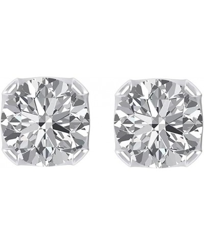 Solitaire Stud Earrings, 14k White Gold Finish Round And Cushion Cut Sparkling Cubic Zirconia CZ Screw Backs Stud Earrings Je...