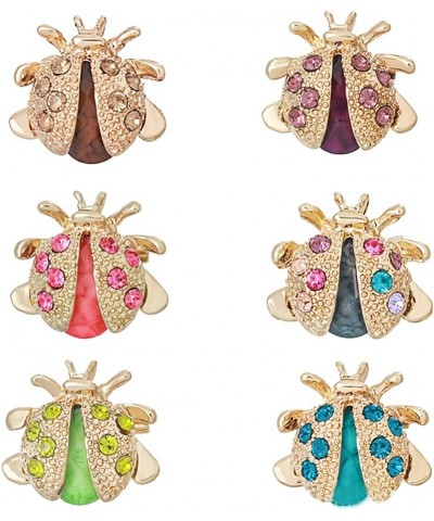 Cute Beetles Brooches for Women - 6Pcs Colorful Insect Themes with Gold Tone Brooch Pins Jewelry Gifts for Men and Girls 6Pcs...