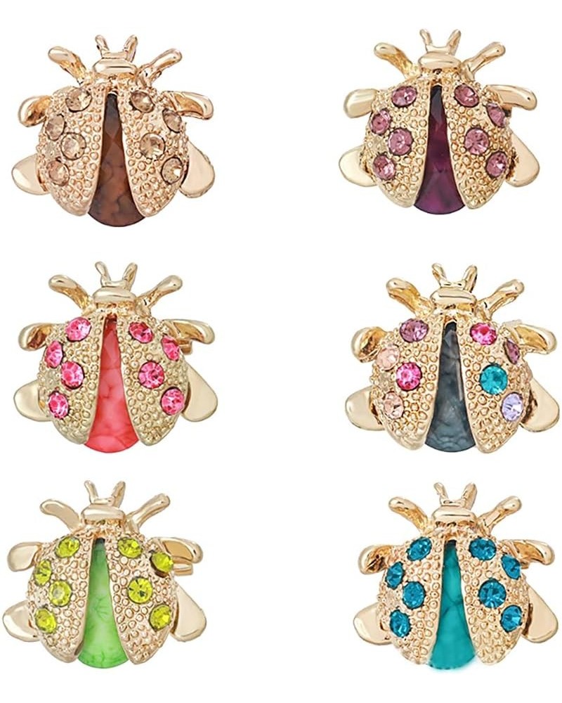 Cute Beetles Brooches for Women - 6Pcs Colorful Insect Themes with Gold Tone Brooch Pins Jewelry Gifts for Men and Girls 6Pcs...