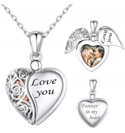 Personalized & Engraved Locket Necklace with 18" Chain -Angel Wings Locket, Custom Heart Locket Pendant That Holds Picture, S...