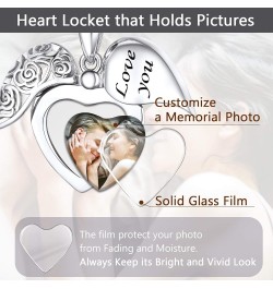 Personalized & Engraved Locket Necklace with 18" Chain -Angel Wings Locket, Custom Heart Locket Pendant That Holds Picture, S...